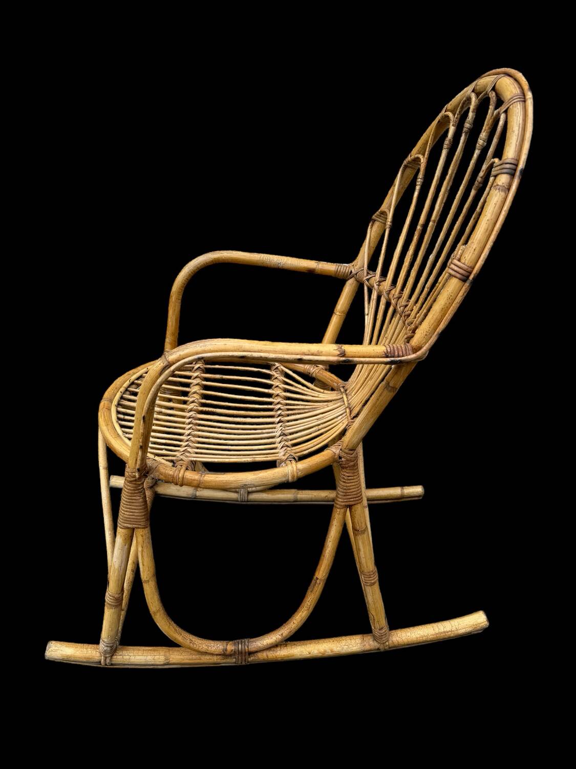 Rattan rocking chair Italy 1950