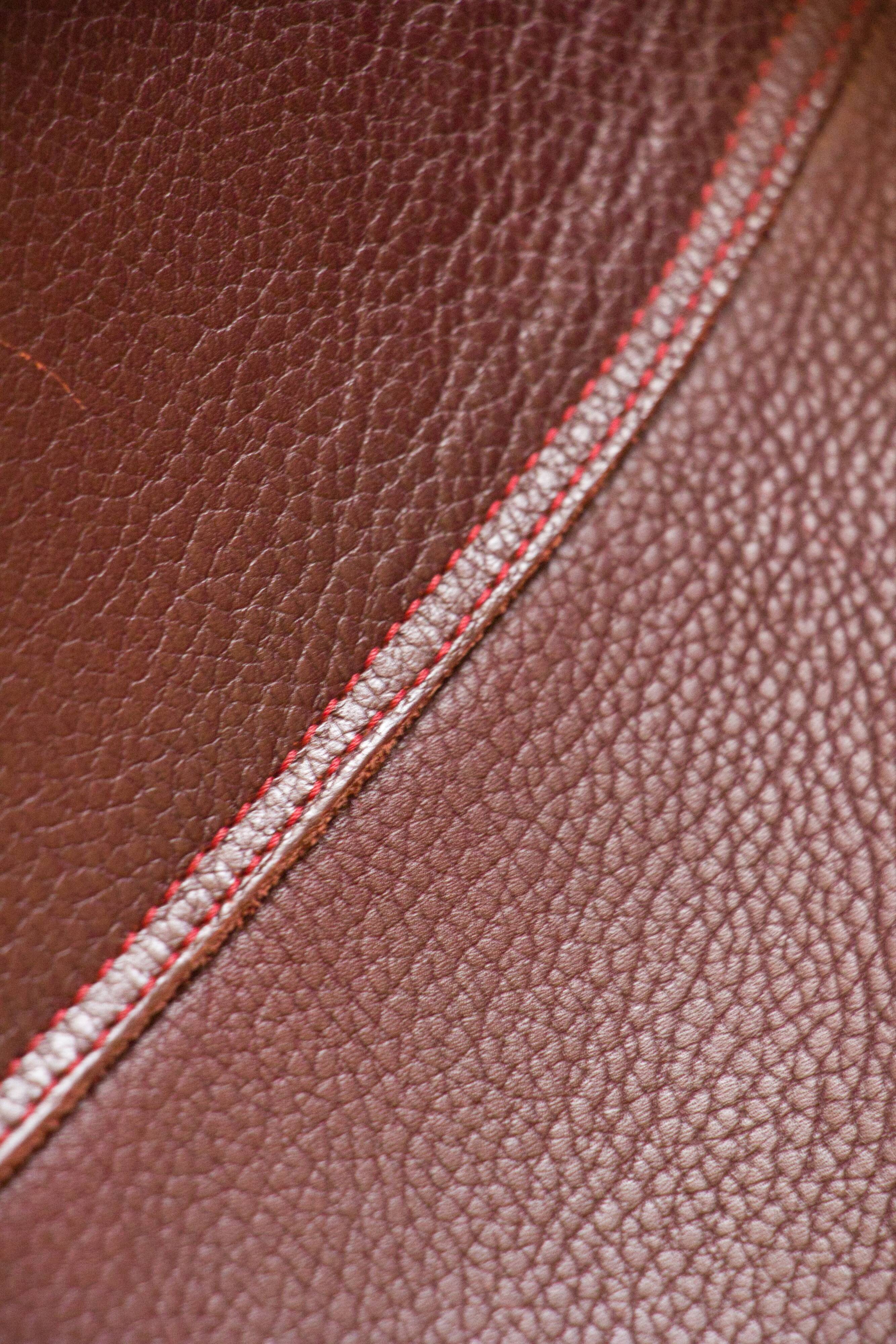 Burgundy leather armchair metal style indus contemporary design