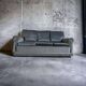 Vintage blue-grey velvet fringed seat / armchair
