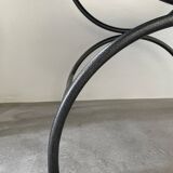 Pair of leather “curule” emperor armchairs