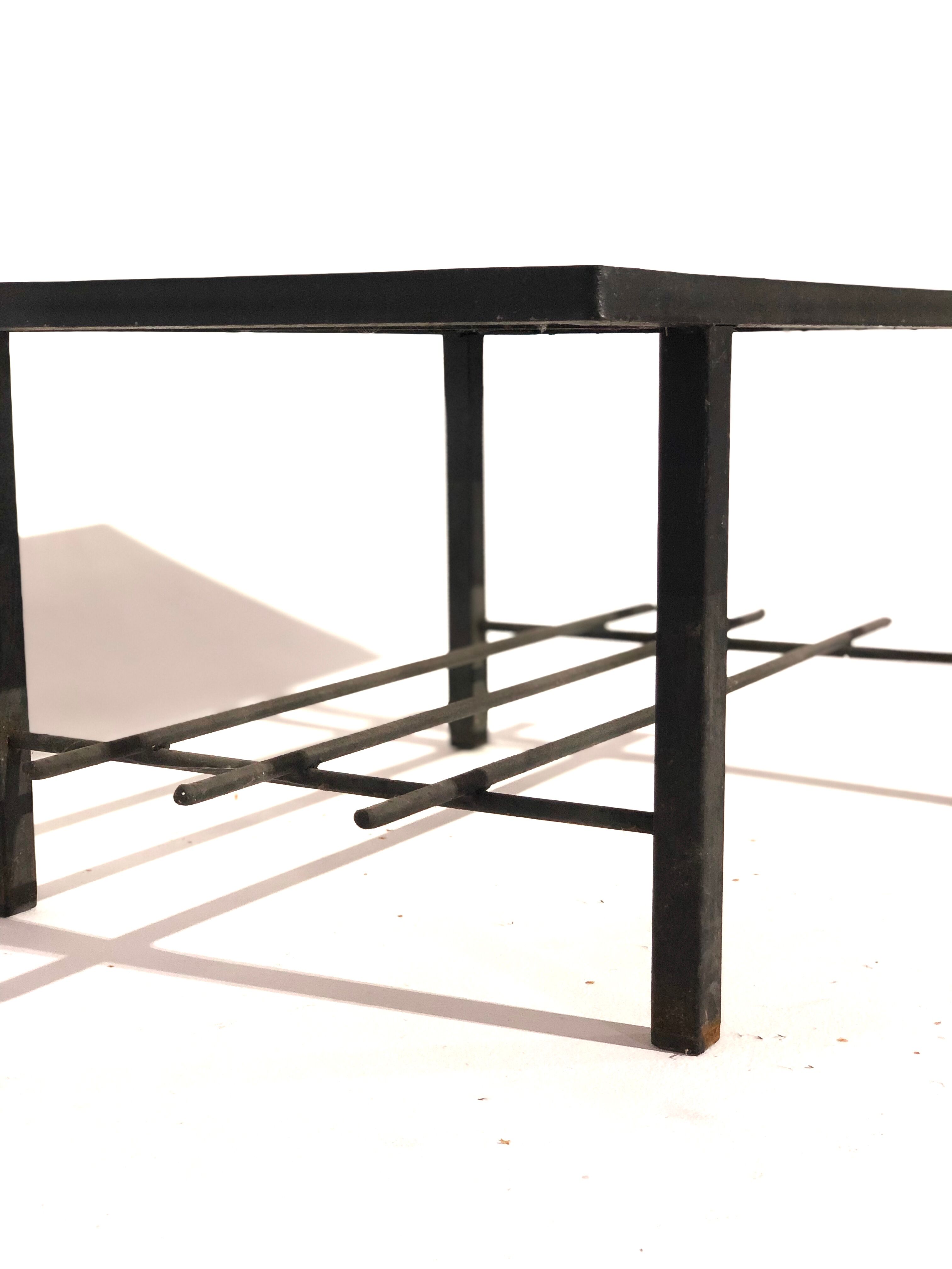 Vintage coffee table 1970 - Ceramic, oak and metal