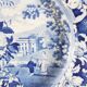 Five 19th century Calais earthenware plates with a romantic gallant couple decor