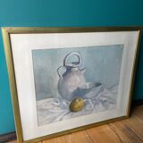 Watercolor still life under glass