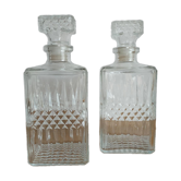 Set of 2 glass whiskey decanters