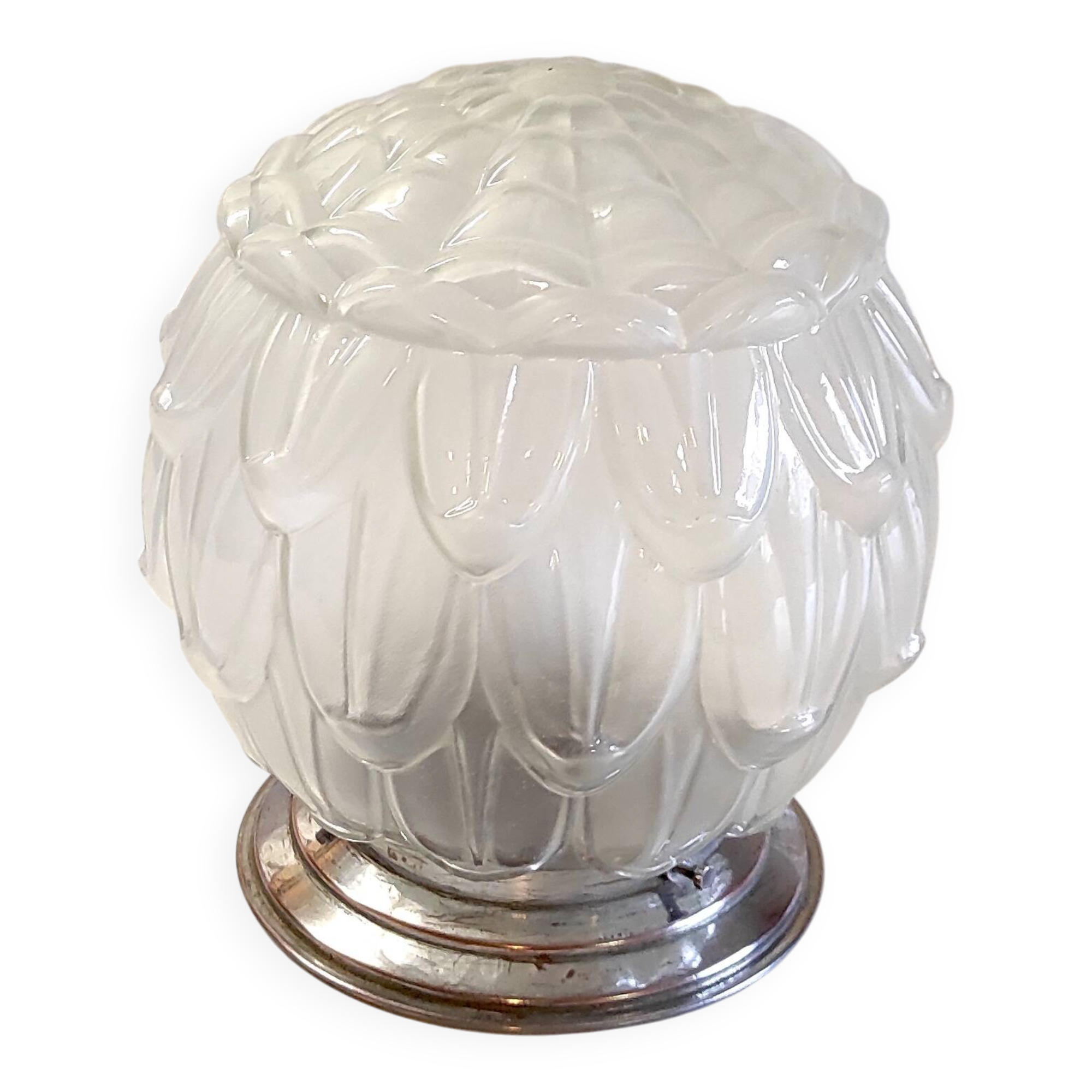 Plafonnier, lampe à poser de style Art déco en verre et aluminium, milieu XXème