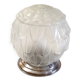 Plafonnier, lampe à poser de style Art déco en verre et aluminium, milieu XXème