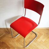 Bright Red 1950's Modernist cantilevered Chair
