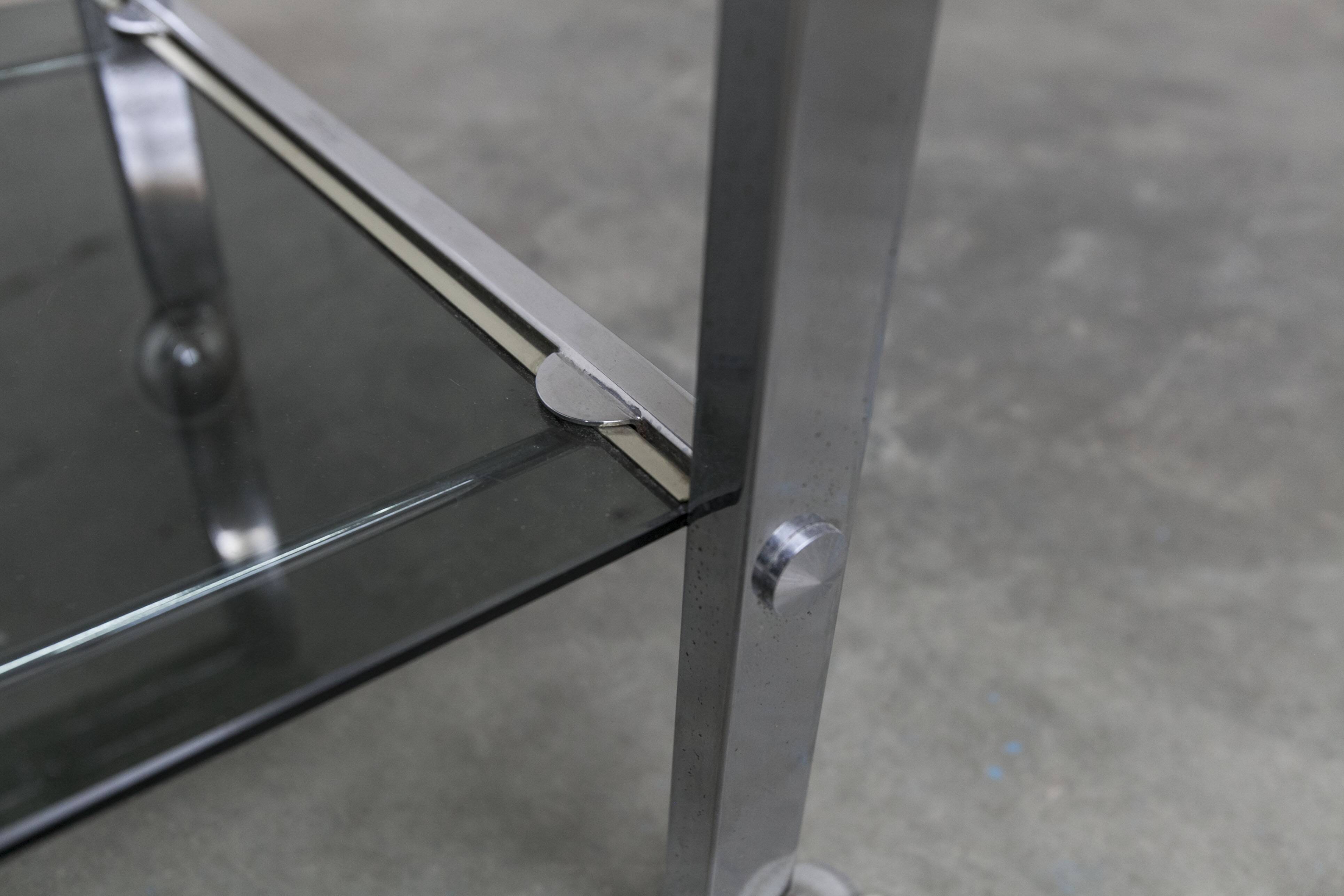 Chrome and smoked glass hi-fi trolley / cabinet 1970
