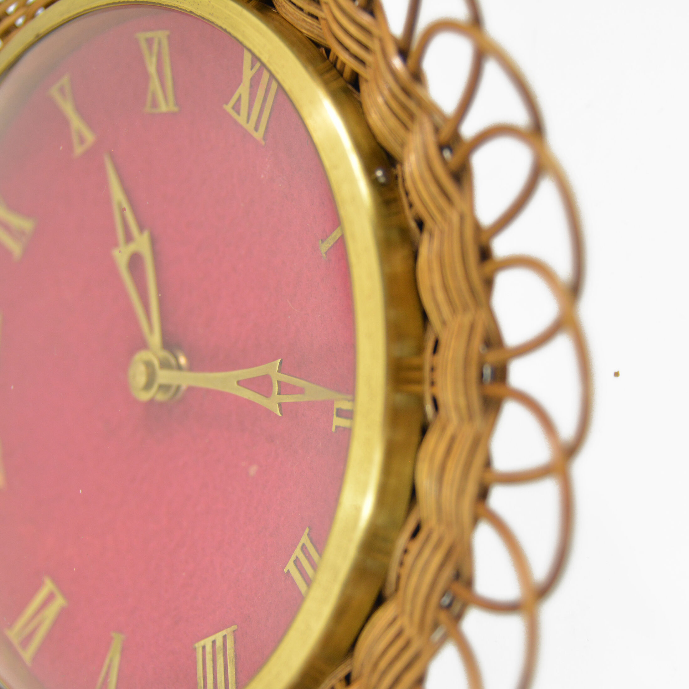 1960s Wicker wall clock UPG Halle, Germany