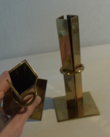 2 candlesticks with vintage-art-nouveau clamping rings