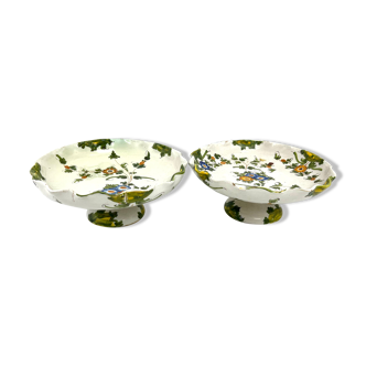 Pair of fruit bowls in earthenware from Moustier Rouen