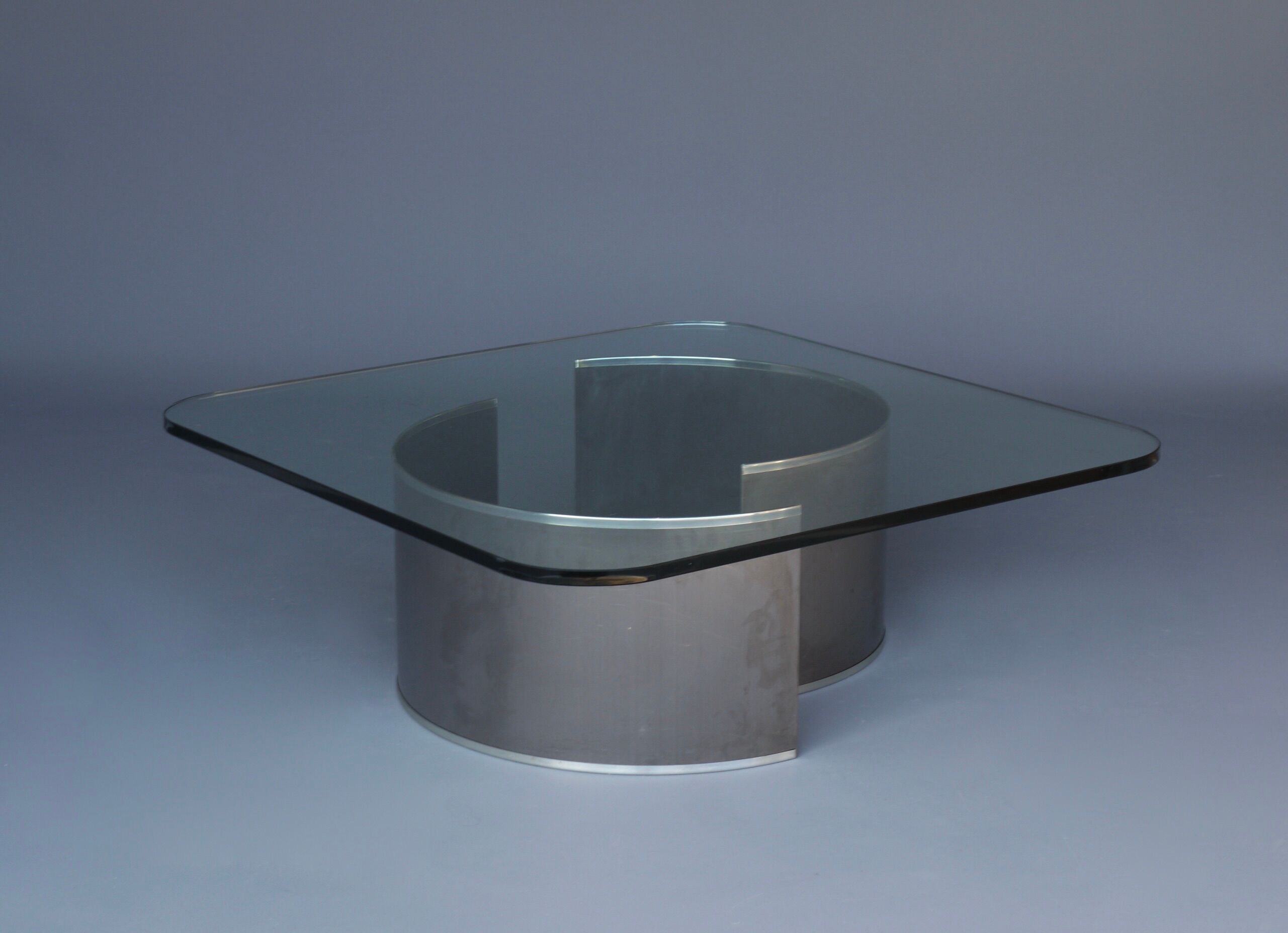 Stainless steel and glass coffee table, 1970s