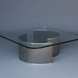 Stainless steel and glass coffee table, 1970s