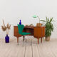 Mid Century free standing bullet shape executive teak desk by H.P. Hansen, Denmark, 1960s