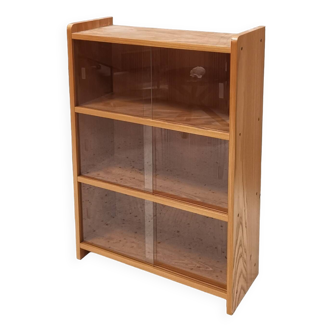 Bookcase unit with wood and glass display, 1960