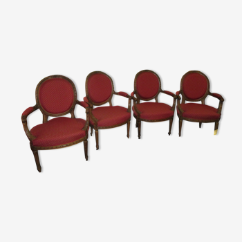 4 fauteuils style Louis XVI ième modèle médaillon corbeille