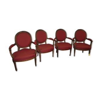 4 armchairs style Louis XVI th model medallion basket