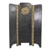 Art Deco screen in steel with brass details, 1930s.