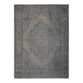 Tapis persan fait main en laine et coton marron 300x380 des années 1970
