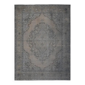 1970s Vintage Persian Handmade Wool Cotton Brown Area Rug 300x380