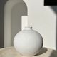 Handcrafted terracotta ball vase painted white H:24 D:26