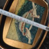 Golden wood tray with mosaic painting