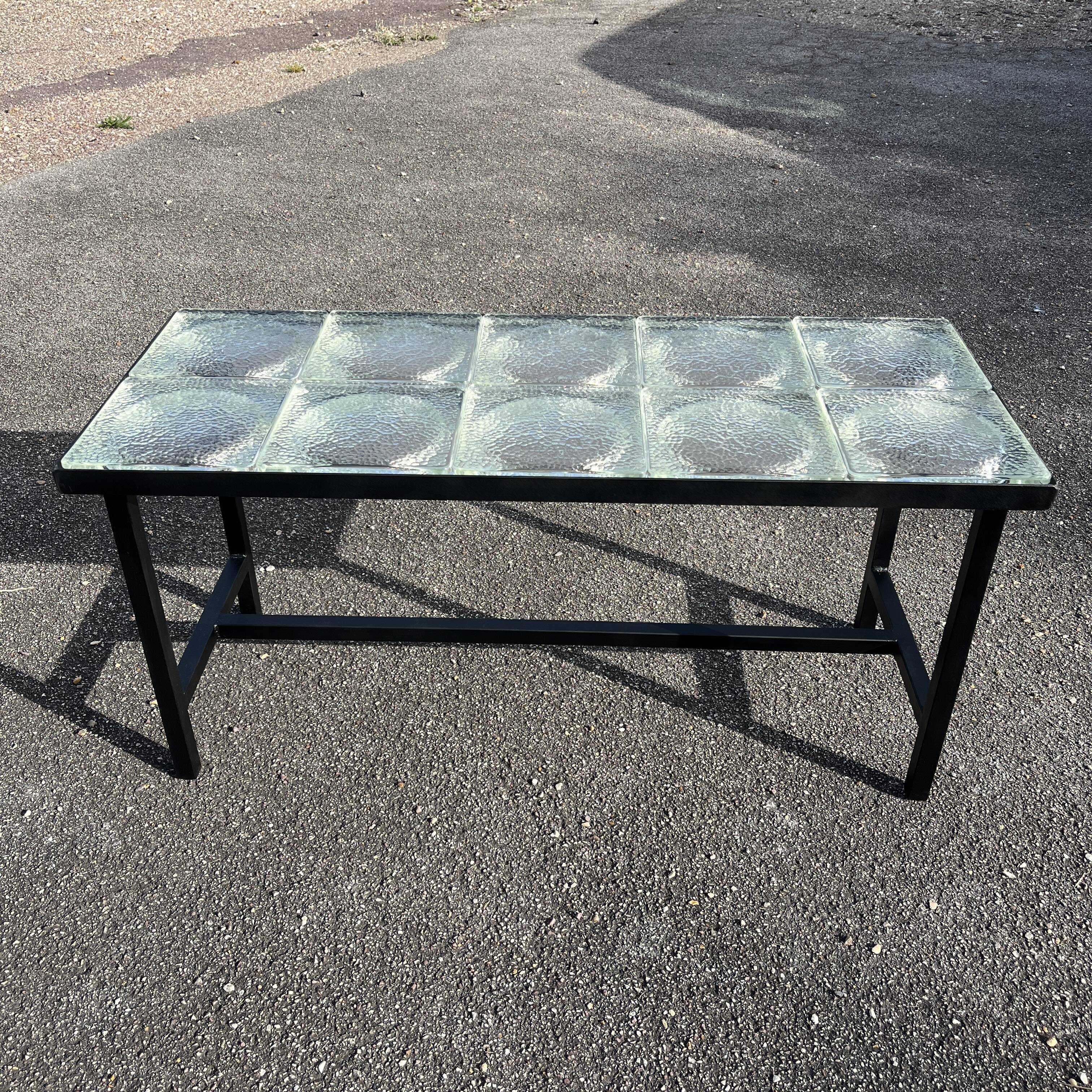 Table basse moderniste carreaux de verre Saint Gobain
