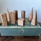 Vintage antique wooden geometric educational shapes. Italy, early 20th C