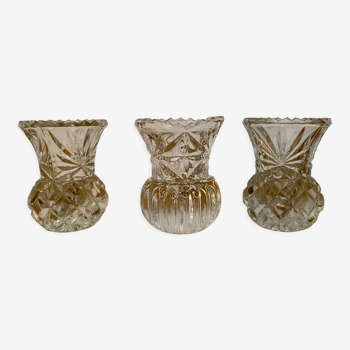 Lot de trois petits vases vintage en verre