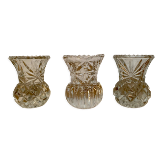 Set of three small vintage glass vases