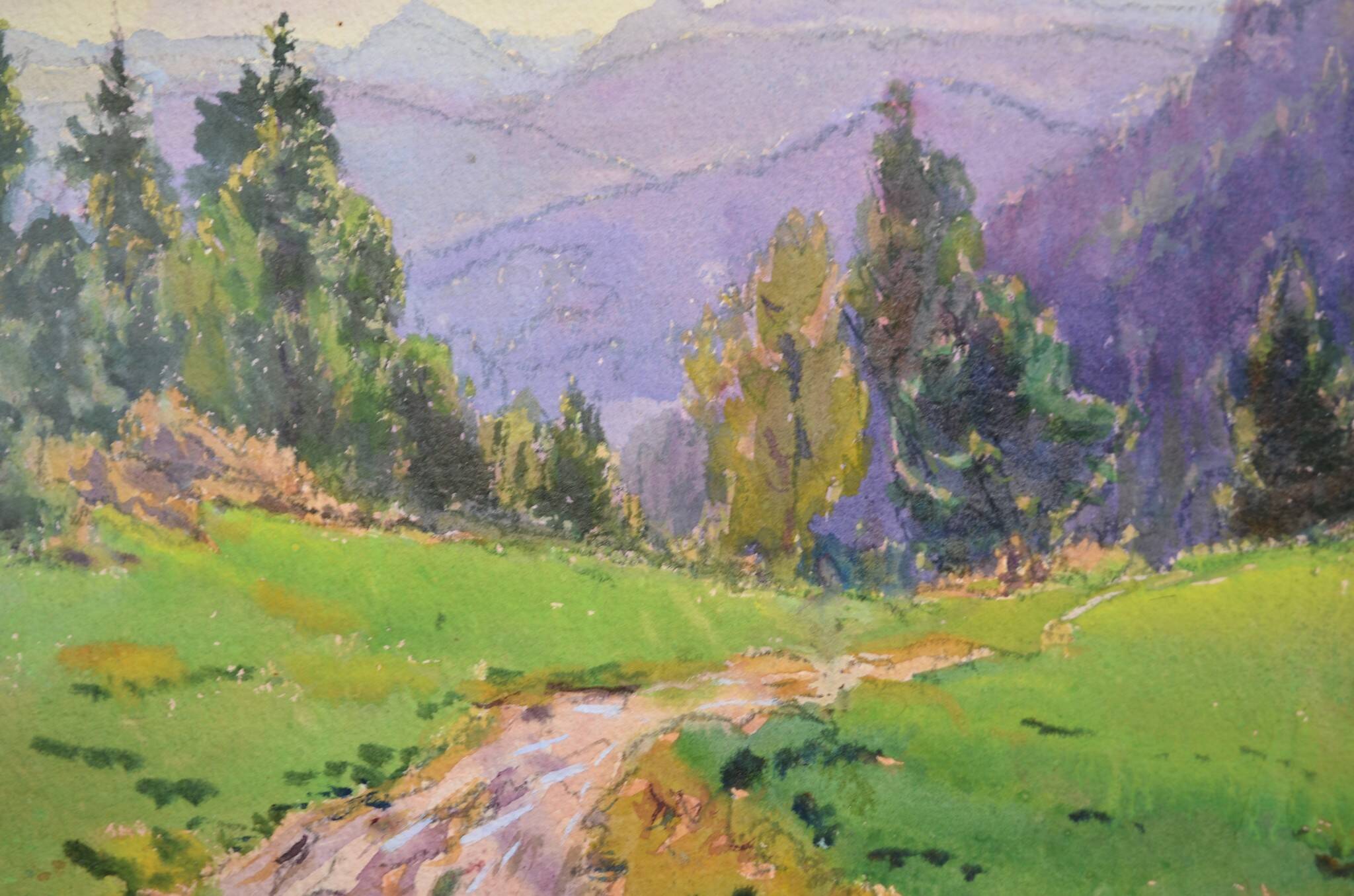 Georges Planes (1897-1977) Valley Landscape, Riverbank (double-sided)