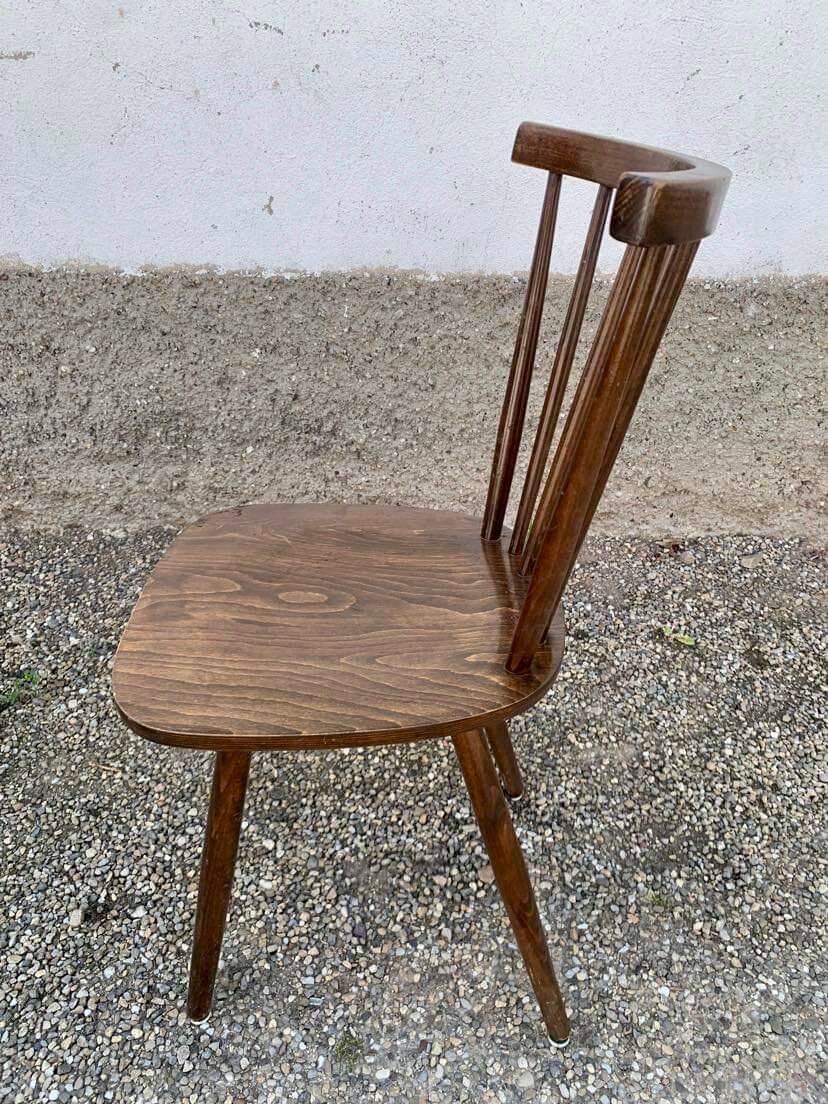 Series of 4 old chairs bistro wood curve dossir eventail in hetre