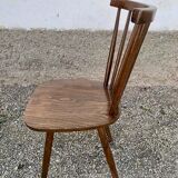 Série de 4 anciennes chaises bistrot bois courbe dossir eventail en hetre