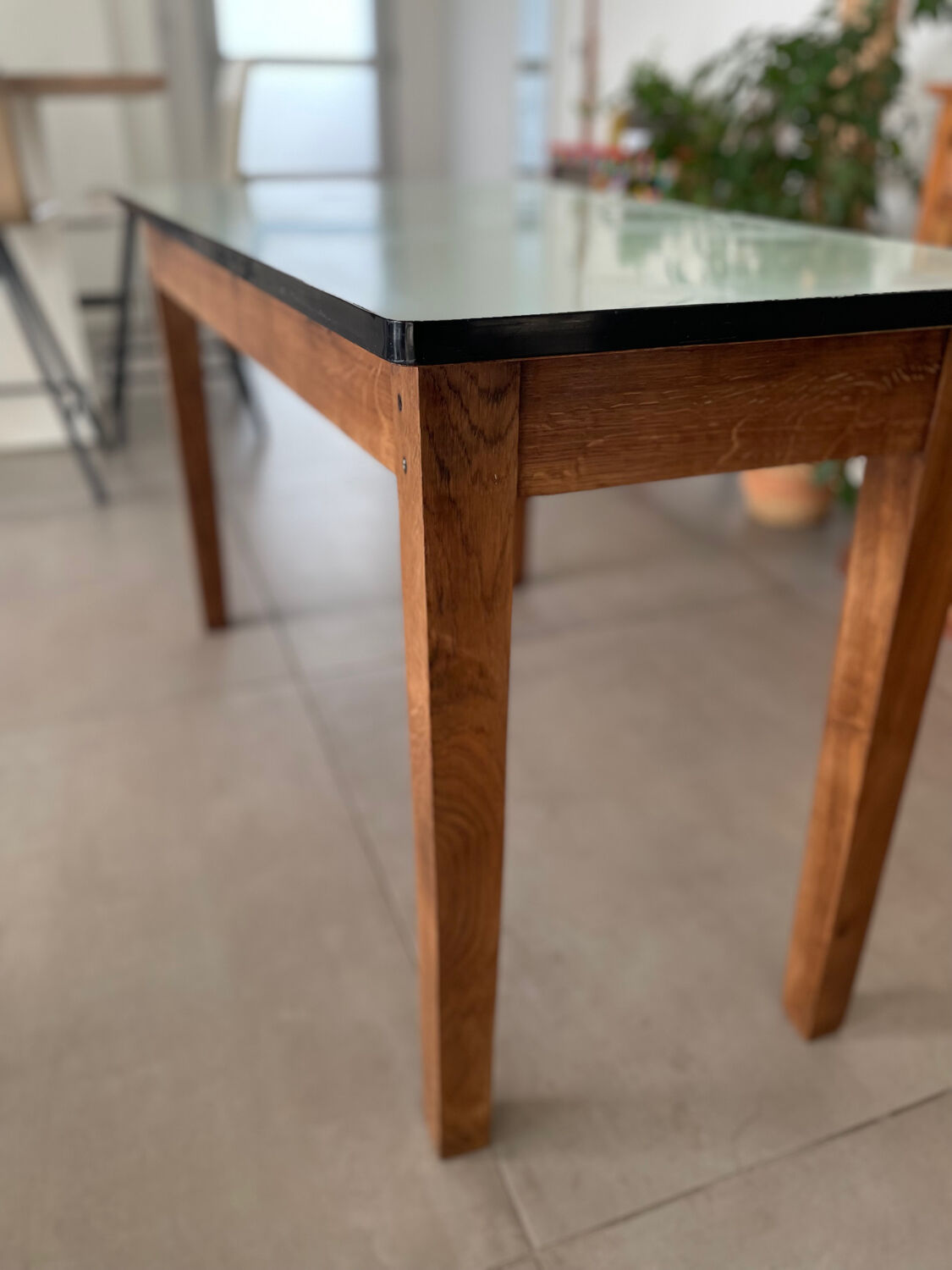 Formica and wood kitchen table