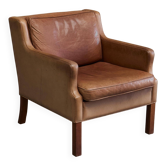 1970s patinated leather Scandinavian lounge chair