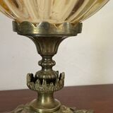 Bronze lamp and amber globe circa 1900