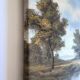 Antique painting signed "Percy" - House by the pond - oil on canvas