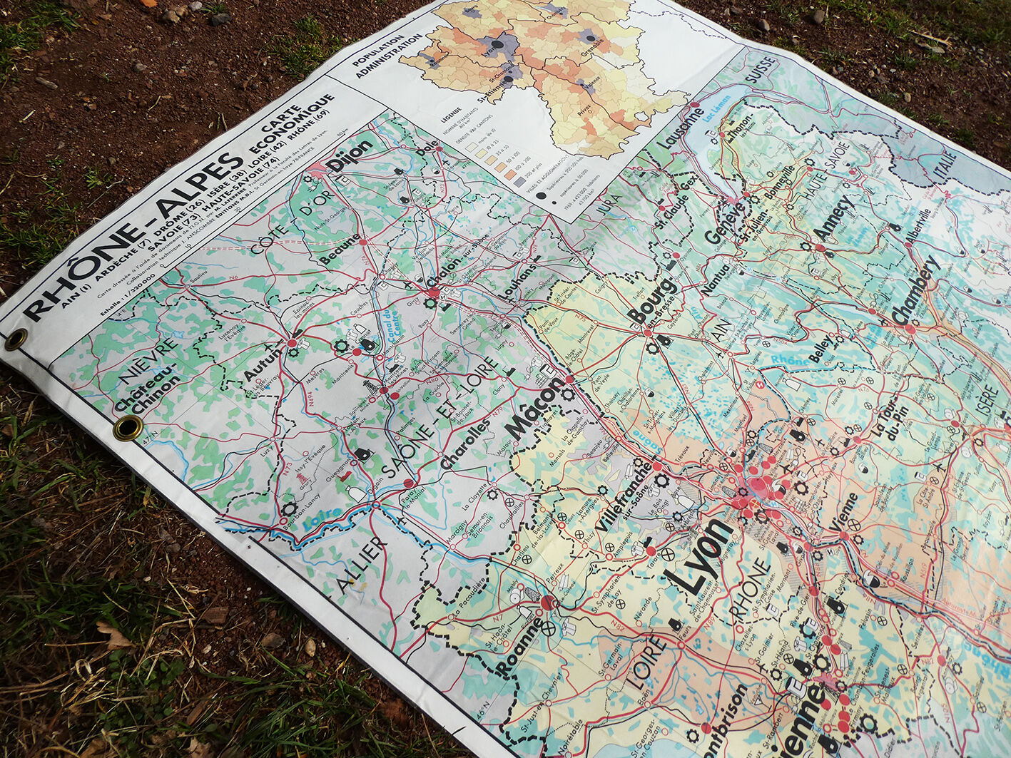 Old school vintage MDI Rhône-Alpes map