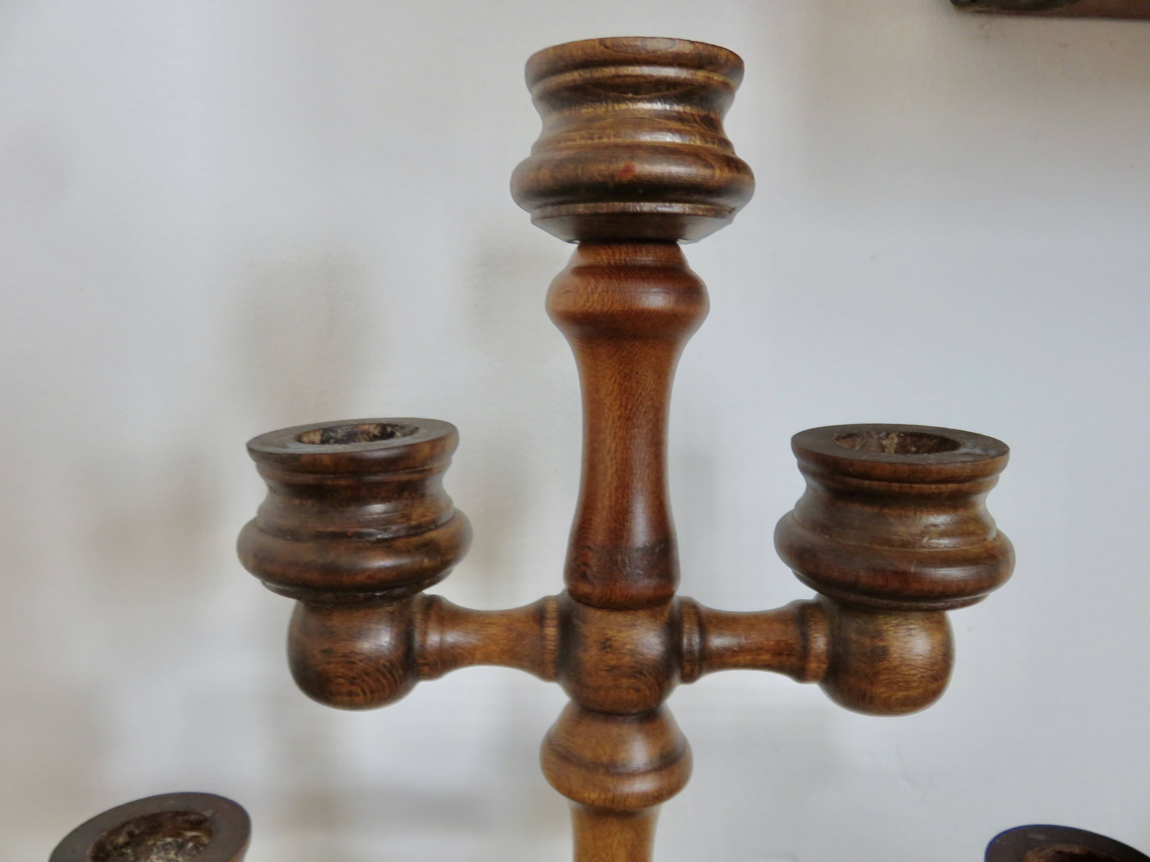 Large turned wooden candle holder, 1930s-40s