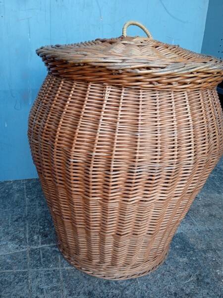 Basket 57cm woven rattan pot shape