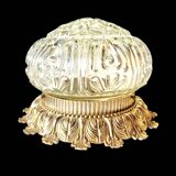 Vintage ceiling light in molded glass and golden brass