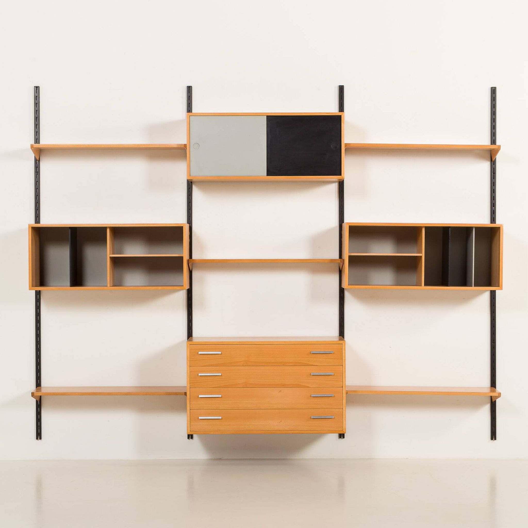 Rare Kai Kristiansen 3 bay wall unit in beech, 1970s