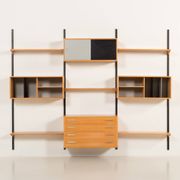 Rare Kai Kristiansen 3 bay wall unit in beech, 1970s