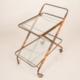 Cesare Lacca Cart in Faux Bamboo and Brass, 1950