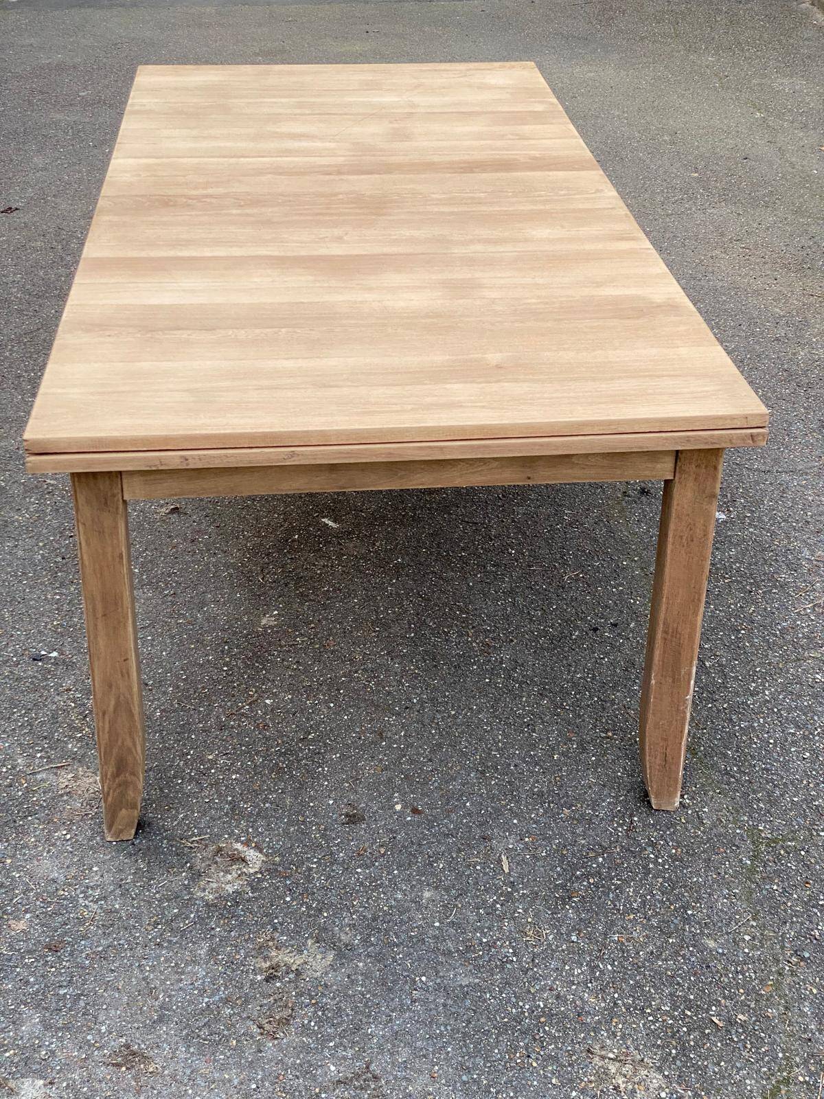 Renovated extendable farmhouse dining table in solid oak from the 19th century, 250-350.
