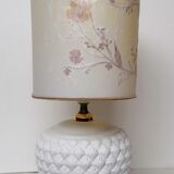 Lamp lampshade dried flowers foot white ceramic