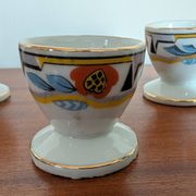 Set of four Art Deco porcelain egg cups from the 1930s.
