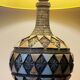 Vintage handcrafted lamp, pottery and silver-plated metal