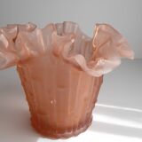 Pink frosted glass vase