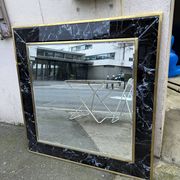 Mirror in brass and white veined black marble from the 70s